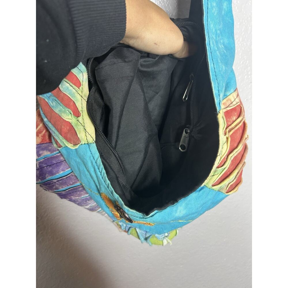 Multi Colored Boho Purse Crossbody Cotton Messenger Hippie Hobo Bag - Picture 8 of 8